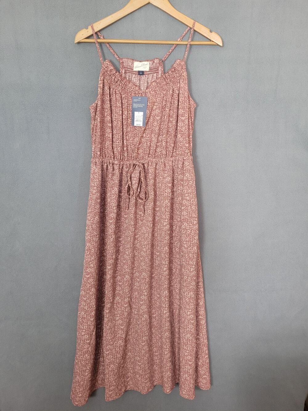 UNIVERSAL THREAD Women's Mauve Floral Sundress Drawstring Lined Size Small